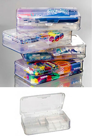Şeffaf Plastik Bölmeli Çift Taraflı Hobi Dikiş Iğne Kutusu Arduino Balıkçı Malzeme Saklama Organizer