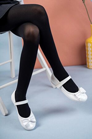 Fiyonklu Beyaz Kız Çocuk Ayakkabı