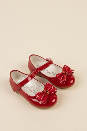 Fiyonklu Kırmızı Kız Çocuk Ayakkabı