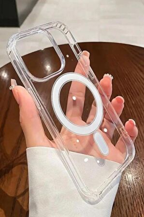 Iphone 11 Kılıf Magsafe Wireless Kablosuz Şarj Destekli Sert Silikon Şeffaf Kapak
