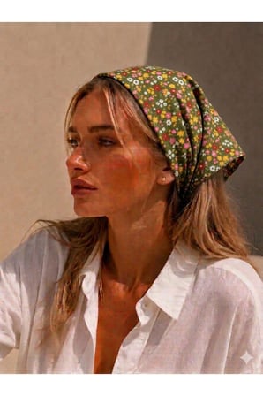 KADIN BANDANA %100 PAMUK YAKMAZ-TERLETMEZ-KAYMAZ YAZLIK BANDANA FULAR