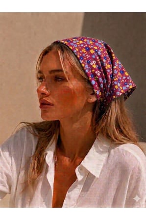 KADIN BANDANA %100 PAMUK YAKMAZ-TERLETMEZ-KAYMAZ YAZLIK BANDANA FULAR