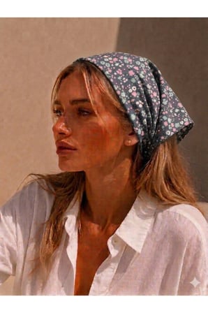 KADIN BANDANA %100 PAMUK YAKMAZ-TERLETMEZ-KAYMAZ YAZLIK BANDANA FULAR