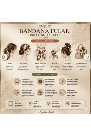 KADIN BANDANA %100 PAMUK YAKMAZ-TERLETMEZ-KAYMAZ YAZLIK BANDANA FULAR