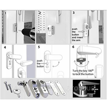 5 Adet Penkid Pvc Pencere Çocuk Emniyet Kilidi Anahtarlı Beyaz