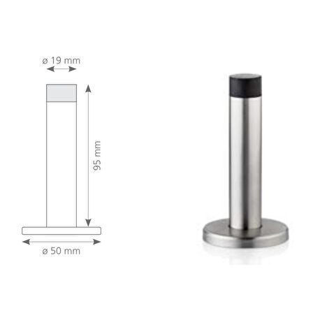 Kapı Tamponu Stoperi Duvara Montajlı Paslanmaz İnox 9,5 cm