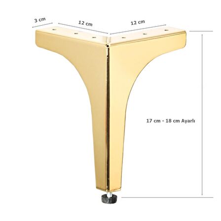 4 Adet Klas Ayak Metal 17 cm Altın Mobilya Koltuk Ayağı 