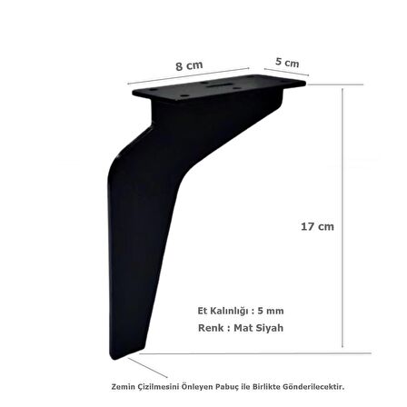 4 Adet Kartal Ayak Metal 17 cm Mat Siyah Mobilya Koltuk Ayağı 