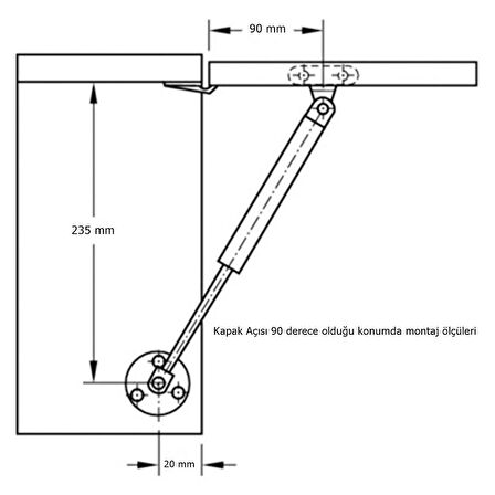 Gazlı Amortisör Piston 120 N Kalkar Dolap Kapakları için 27 cm Gri 