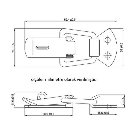 100 Adet 41-070 Sandık Klipsi Gergi Mandalı Asma Kilit Kancalı Krom
