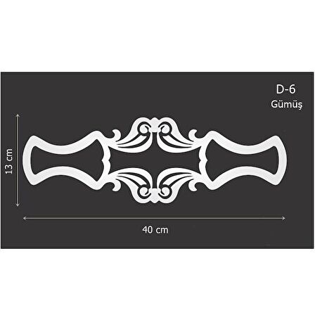 D-6 Gümüş 40 x 13 cm Sibu Aynalı Pleksi Mobilya Dolap Süsü 