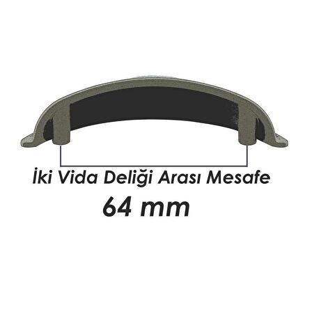 Tas Çanak Mobilya Dolap Kulp Desenli 64 mm Antik Bakır