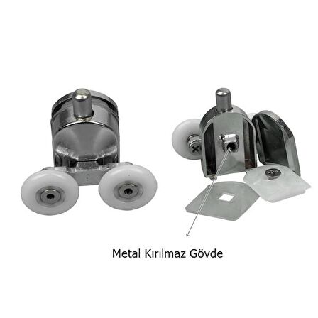 Duşakabin Tekerleği Metal Gövdeli Krom 2 Li Set Teker Çapı 24 mm