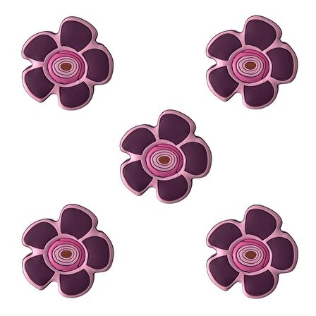 5 Adet Çocuk Odası Mobilya Kulp Dolap Düğme Mor Papatya