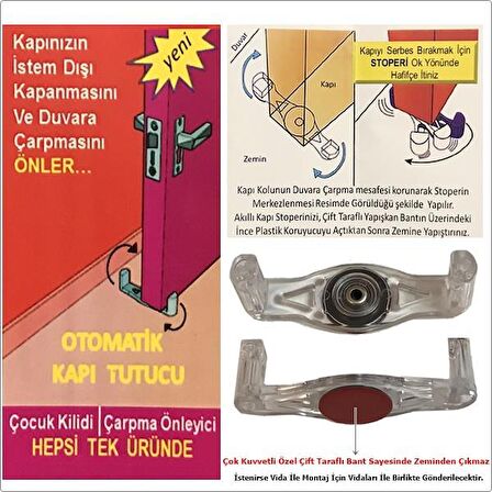 6 Adet Akıllı Kapı Stoperi Tamponu Kapı Durdurucu Yapışkanlı 