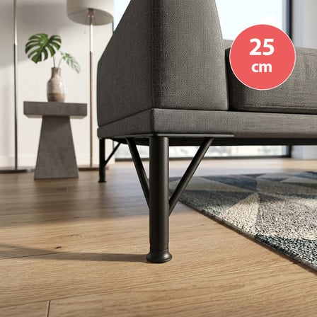 Firkete Ayak Metal 25 cm Mat Siyah Mobilya Koltuk Ayağı 