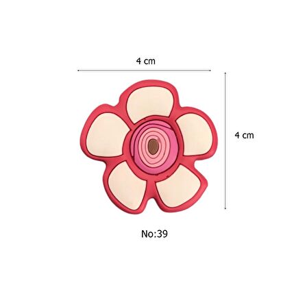 5 Adet Çocuk Odası Mobilya Kulp Dolap Düğme Kırmızı Papatya