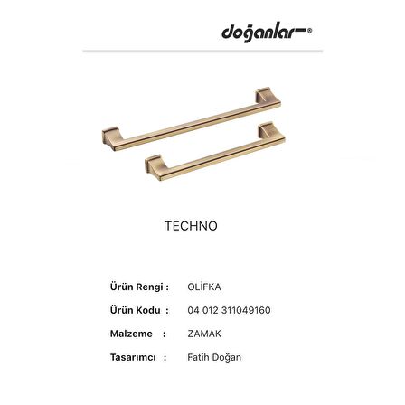 5 Adet Doğanlar Techno 160 mm Mobilya Kulp Olifka Antik Sarı