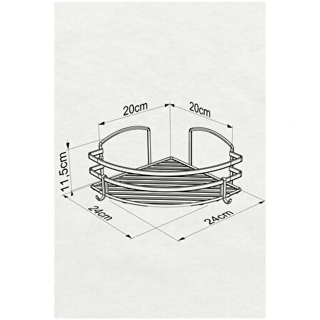 Tekno Tel ST-107 Yapışkanlı Kancalı Köşelik Banyo Rafı Siyah