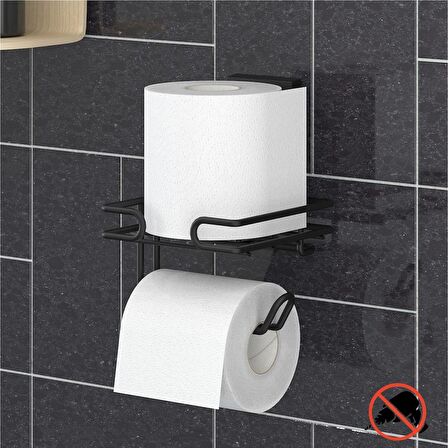 Tekno Tel EF-275 Yapışkanlı Yedekli Tuvalet Wc Kağıtlık Siyah