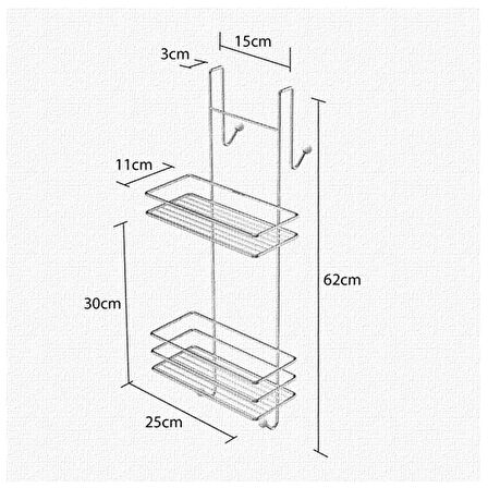 Tekno Tel LM-065 Asmalı 2 Katlı Düz Banyo Duşakabin Rafı Krom