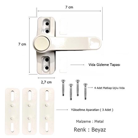 5 Adet Pvc Pencere Çocuk Emniyet Güvenlik Kilidi Düğmeli Beyaz