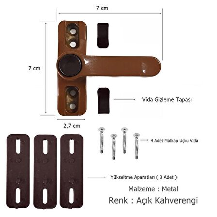 5 Adet Pvc Pencere Çocuk Emniyet Kilidi Düğmeli Açık Kahve