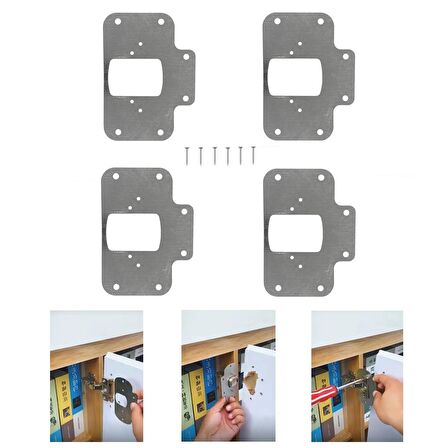 4 Adet Dolap Menteşe Tamir Sacı Seti