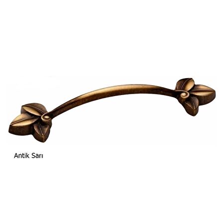 Defne 128 mm Antik Sarı Çiçekli Mobilya Dolap Kulp 