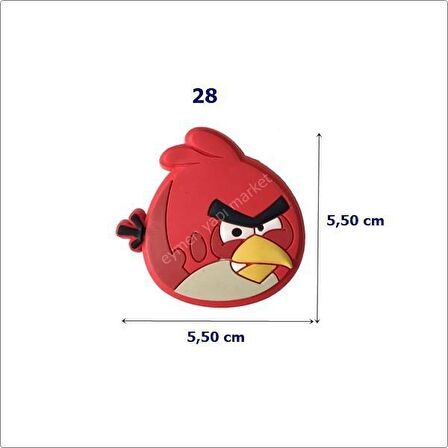 5 Adet Çocuk Odası Mobilya Kulp Dolap Düğme Angry Bird Kırmızı