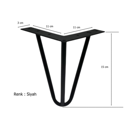 Çubuk Ayak Metal 15 cm Siyah Mobilya Koltuk Ayağı 