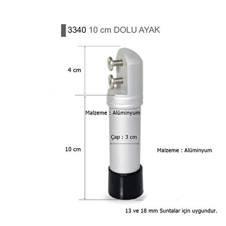 Islak Hacim Kompakt Wc Kabin Dolu Ayak 10 cm Alüminyum