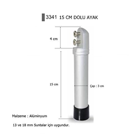 Islak Hacim Kompakt Wc Kabin Dolu Ayak 15 cm Alüminyum