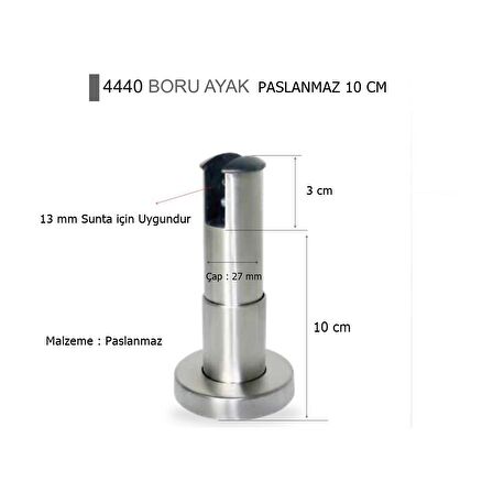 Islak Hacim Kompakt Kabin Paslanmaz Bingolu Boru Ayak 10 cm