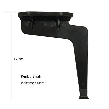 Kaz Lüks Mobilya Koltuk Çekyat Ayağı Metal Siyah 17 cm