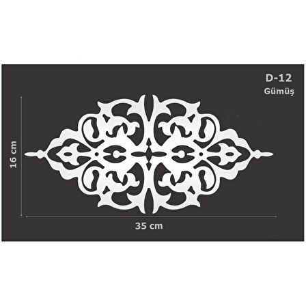 D-12 Gümüş 35 x 16 cm Sibu Aynalı Pleksi Mobilya Dolap Süsü 