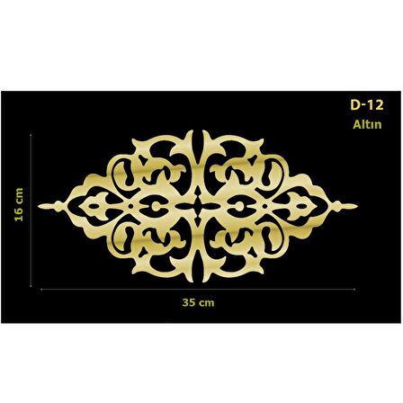 D-12 Altın 35 x 16 cm Sibu Aynalı Pleksi Mobilya Dolap Süsü 