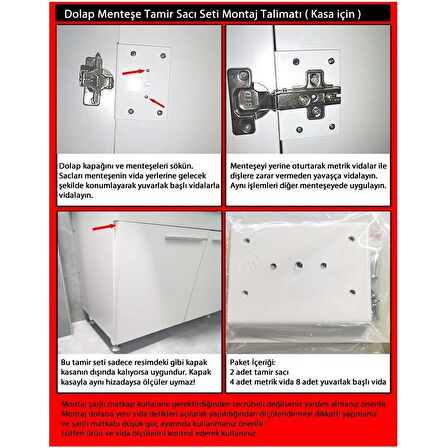 Dolap Menteşe Tamir Sacı Seti Kasa Kısmı İçin 2 li 