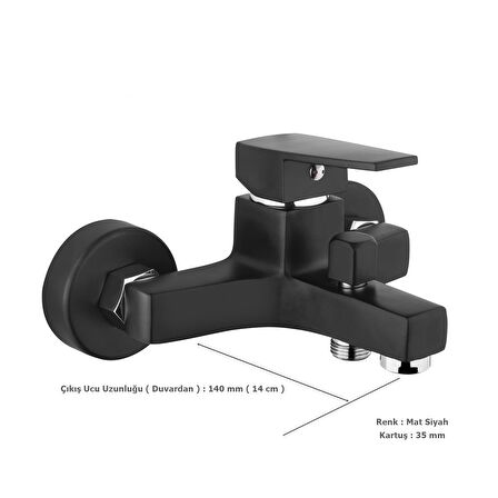 Tema Kare Slim Banyo Bataryası Musluk Mat Siyah