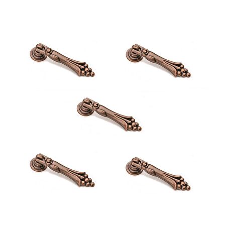 5 Adet Üzümlü Sarkaç Tek Vidalı Eskitme Antik Bakır Düğme Mobilya Kulp