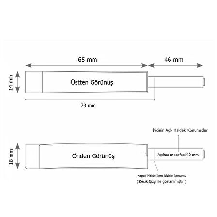 Mıknatıslı Kapak İtici Bas Aç Kalın Tip 80 mm Beyaz