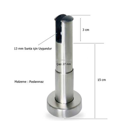 Islak Hacim 13 mm Kompakt Kabin Paslanmaz Bingolu Ayak 15 cm