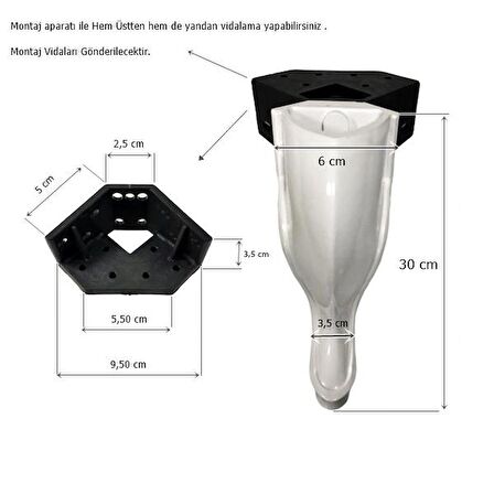 Elif Lükens Ayak Mobilya Sehpa Banyo Dolabı Ayağı 30 cm Beyaz