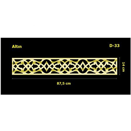 D-33 Altın 87,5 x 14 cm Sibu Aynalı Pleksi Mobilya Dolap Süsü 