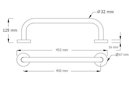 Yaşlı Hasta Engelli Çap: 32 mm Tutunma Barı 40 cm Paslanmaz