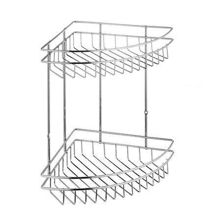 Vera 2 Katlı Metal Köşelik Banyo Rafı Şampuanlık Krom 