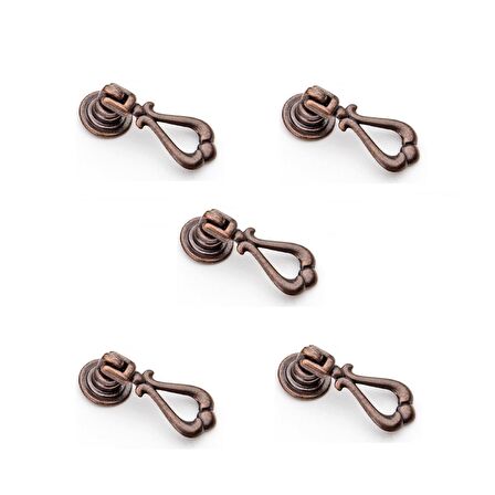 5 Adet Lale Sarkaç Tek Vidalı Eskitme Antik Bakır Düğme Mobilya Kulp