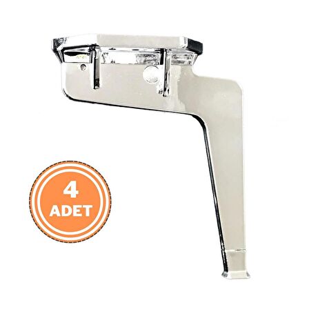 4 Adet Kaz Lüks Mobilya Koltuk Ayağı Metal Krom 17 cm