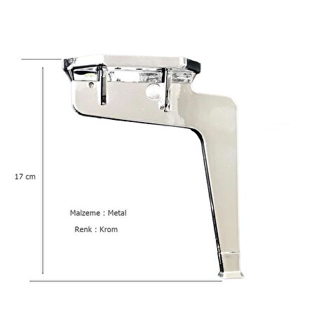 4 Adet Kaz Lüks Mobilya Koltuk Ayağı Metal Krom 17 cm