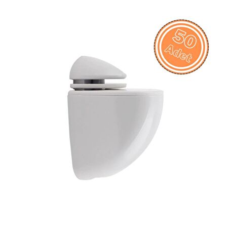 50 Adet Pelikan Plastik Cam Raf Tutucu Etejer Beyaz Kırılmaz